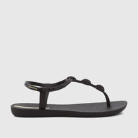 A black Ipanema Class Posh sandal, featuring a thong-style strap with braided-look details and an adjustable ankle strap.