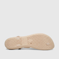 Bottom view of a single beige Ipanema Class Posh Sandal, revealing the textured sole pattern and size markings.
