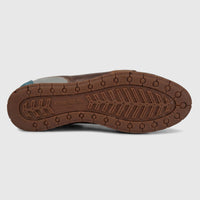 Kamo-Gutsu Men's Leather Sneaker Tifo 017 brown multi. Close-up view of the textured rubber sole with brand logo.
