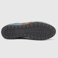 Kamo-Gutsu Men's Leather Sneaker Tifo 044 in blue and orange, featuring the detailed dark gray sole.