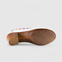 Karyoka Comfort Block Heel White Multi 5323 Heels | familyshoecentre