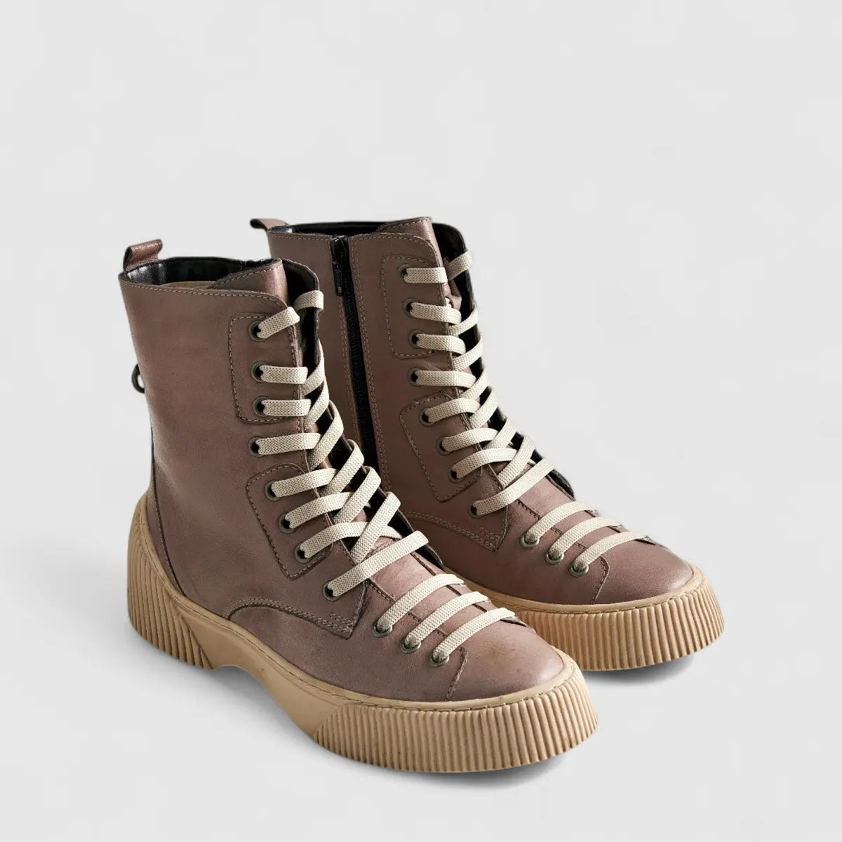 Karyoka Comfort Leather Boots 3107 Beige Boots | familyshoecentre