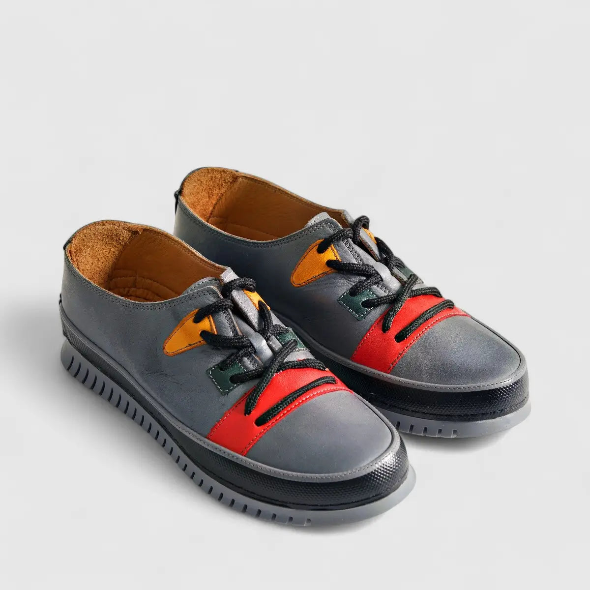 Karyoka Comfort Leather Casual 5015 Grey Oxfords | familyshoecentre