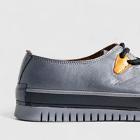 Karyoka Comfort Leather Casual 5015 Grey Oxfords | familyshoecentre