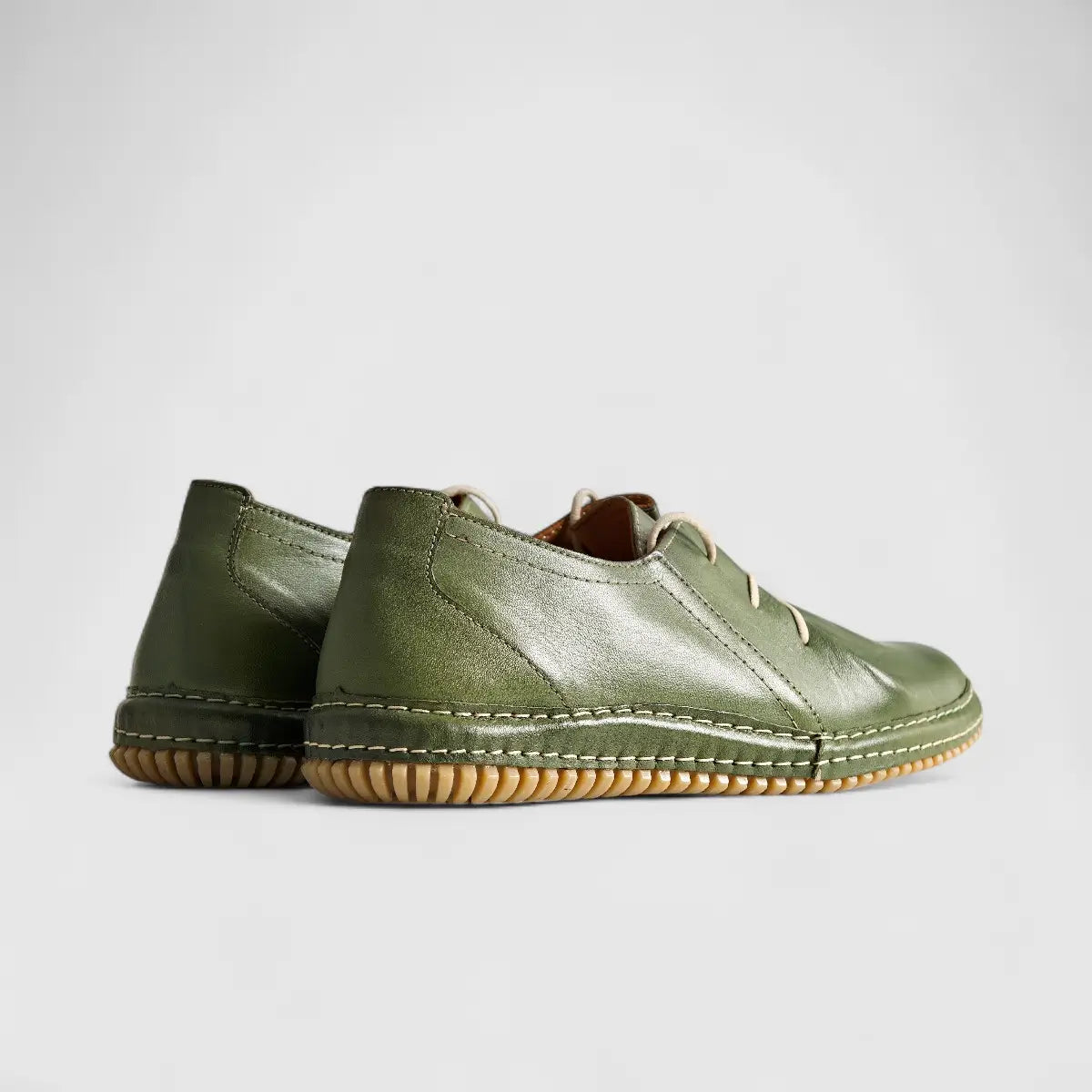 Karyoka Comfort Leather Casual 6468 Olive Oxfords | familyshoecentre