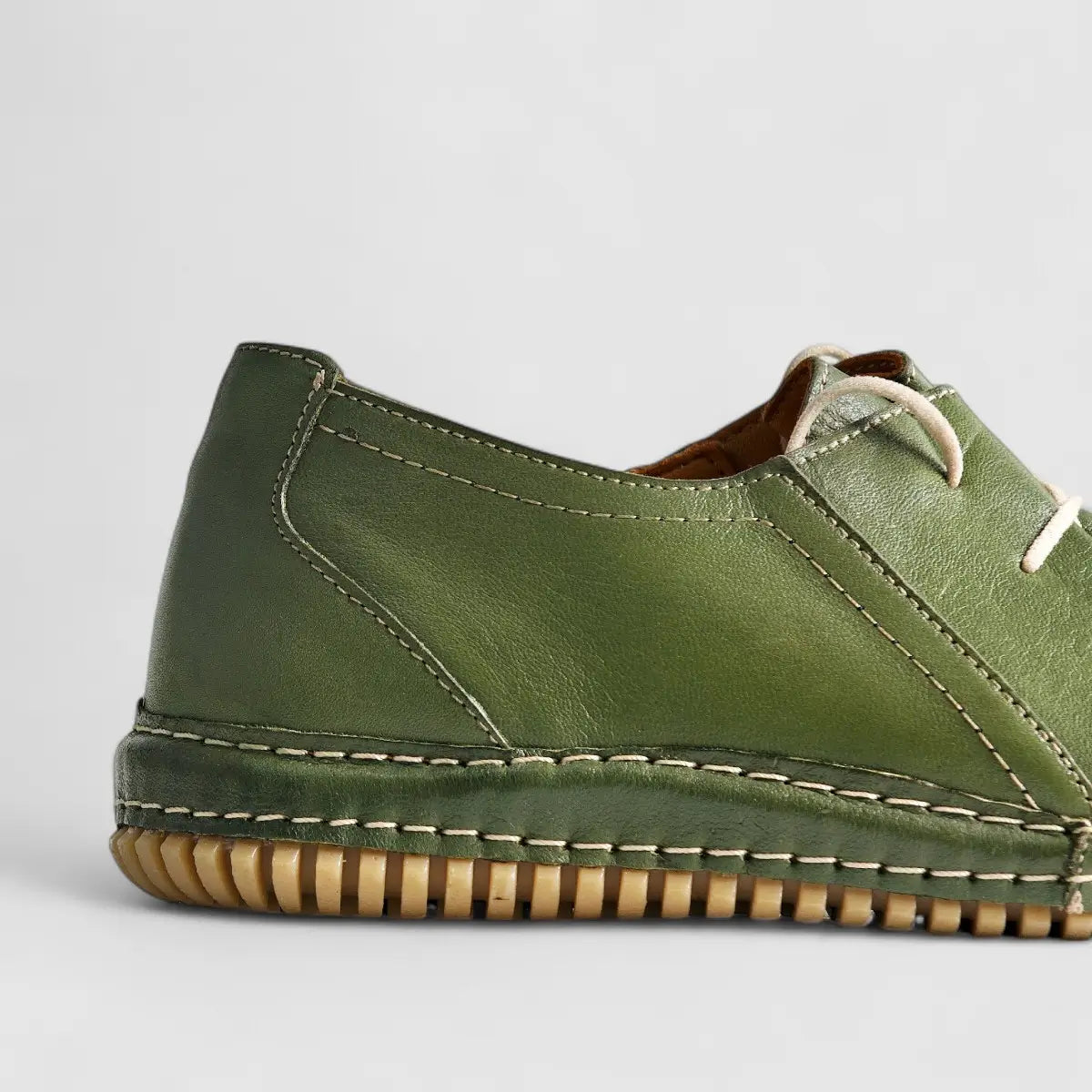 Karyoka Comfort Leather Casual 6468 Olive Oxfords | familyshoecentre