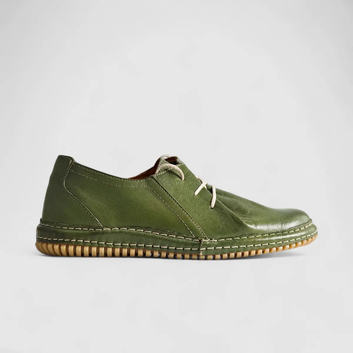 Karyoka Comfort Leather Casual 6468 Olive Oxfords | familyshoecentre