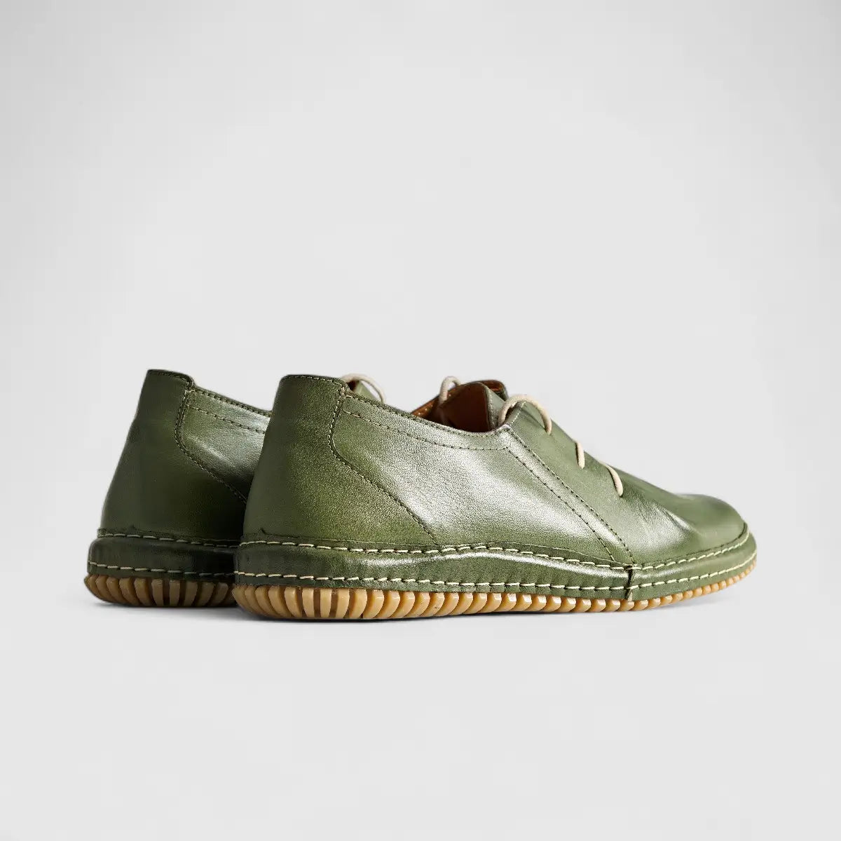 Karyoka Comfort Leather Casual 6468 Olive Oxfords | familyshoecentre