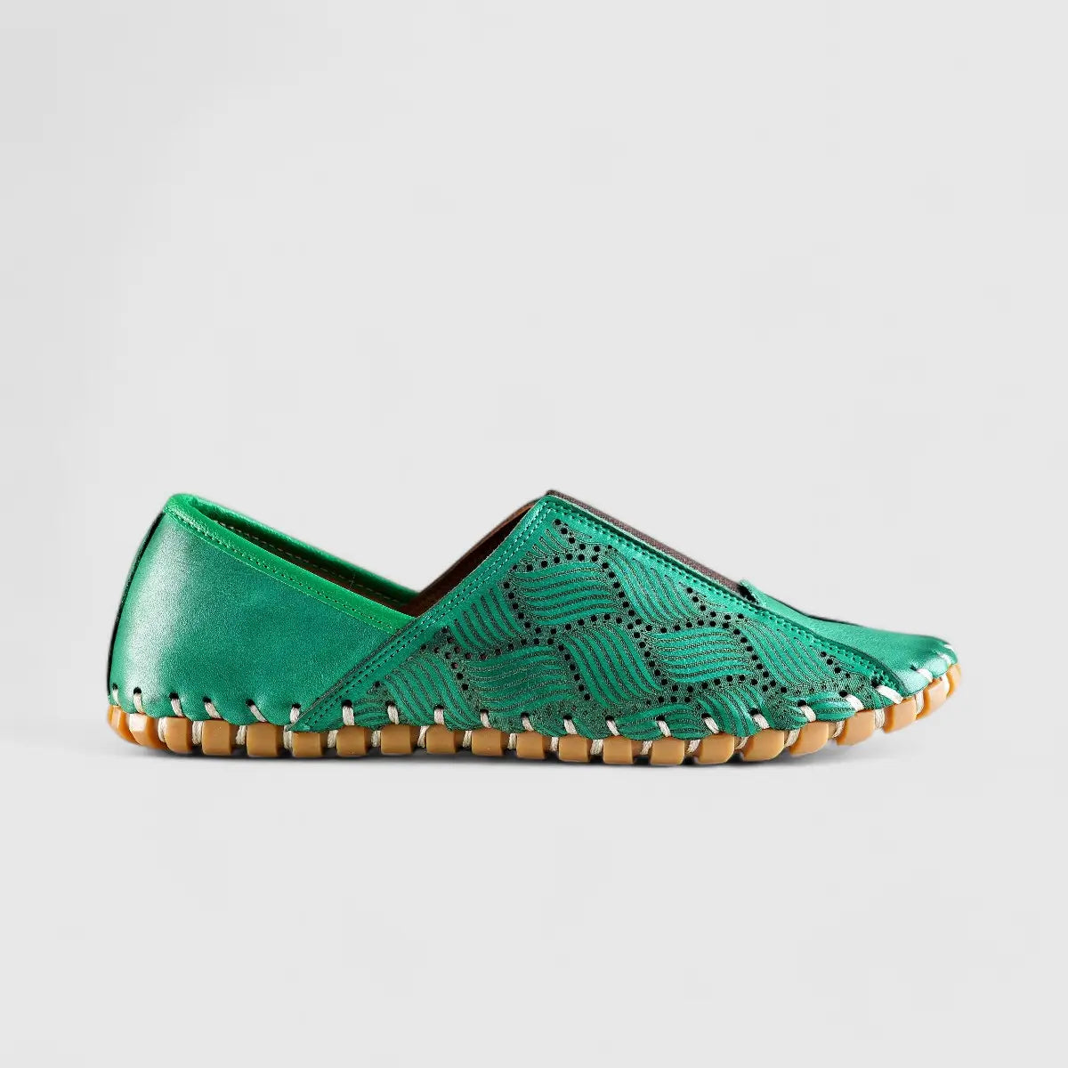 Karyoka Comfort Leather Casuals 1233 Green Sandals | familyshoecentre