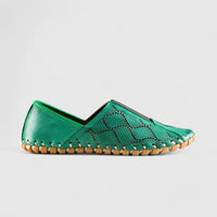 Karyoka Comfort Leather Casuals 1233 Green Sandals | familyshoecentre