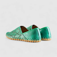 Karyoka Comfort Leather Casuals 1233 Green Sandals | familyshoecentre