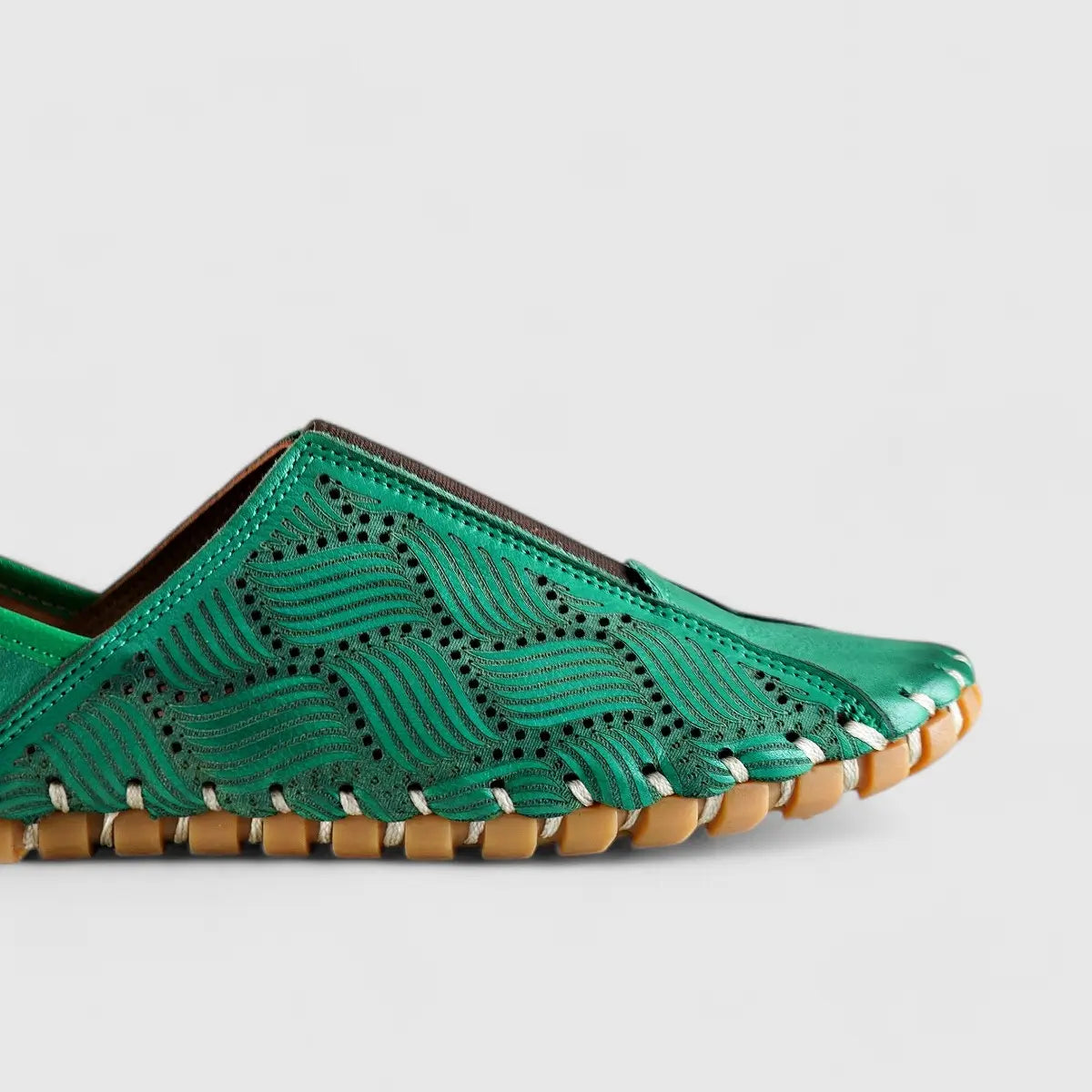 Karyoka Comfort Leather Casuals 1233 Green Sandals | familyshoecentre