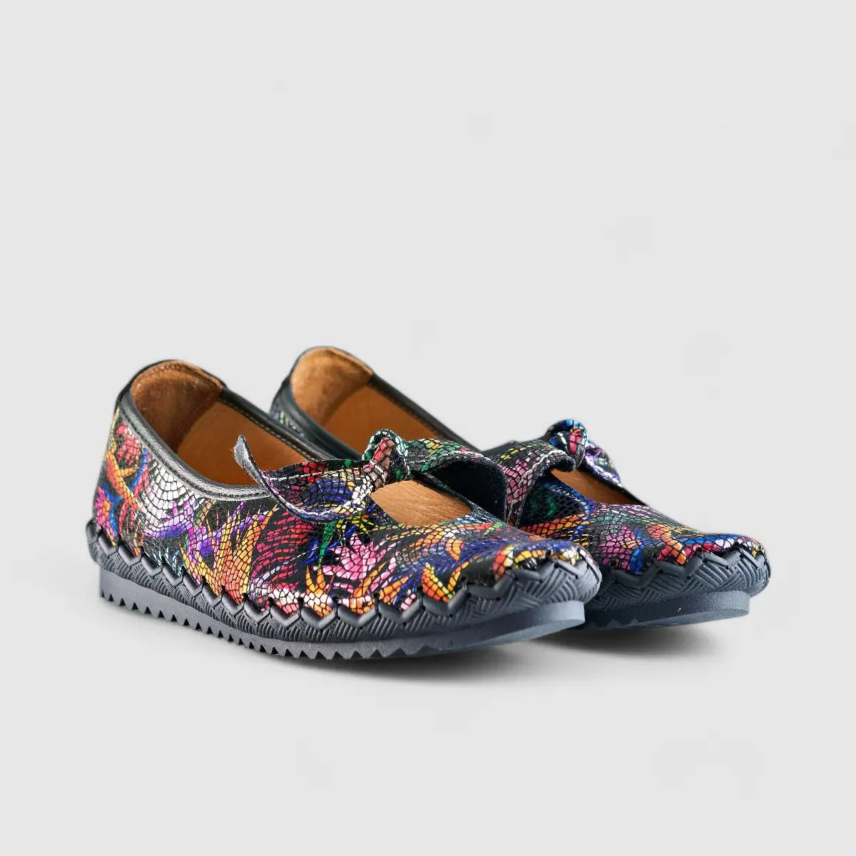 Karyoka Comfort Leather Casuals 5403 Black Multi Sandals | familyshoecentre