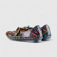 Karyoka Comfort Leather Casuals 5403 Black Multi Sandals | familyshoecentre