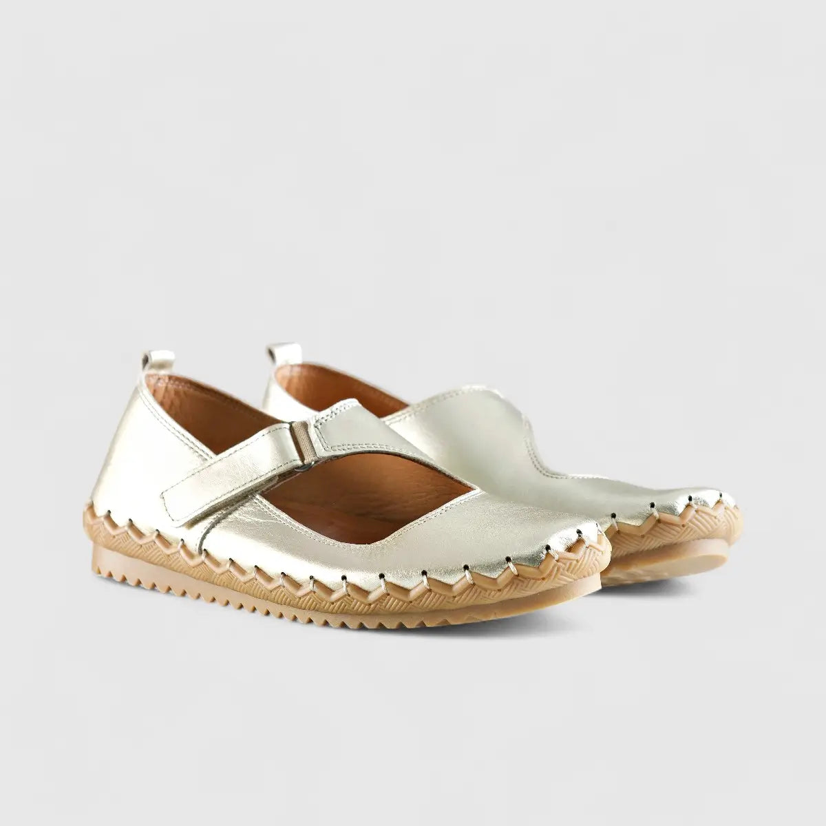 Karyoka Comfort Leather Casuals 5405 Gold Sandals | familyshoecentre