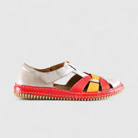 Karyoka Comfort Leather Fisherman Sandal 6437 Grey/Orange Multi Sandals | familyshoecentre