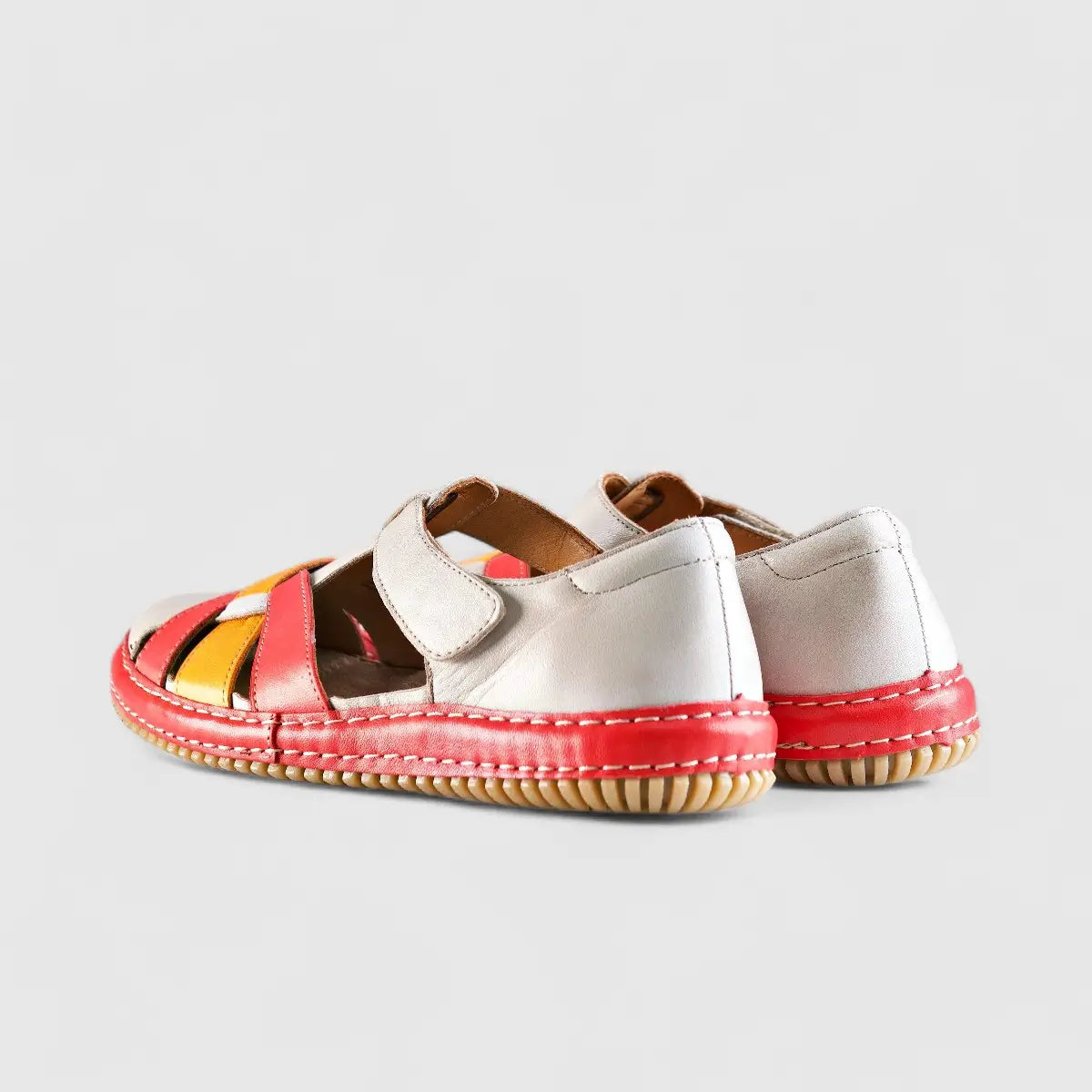 Karyoka Comfort Leather Fisherman Sandal 6437 Grey/Orange Multi Sandals | familyshoecentre
