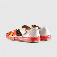 Karyoka Comfort Leather Fisherman Sandal 6437 Grey/Orange Multi Sandals | familyshoecentre
