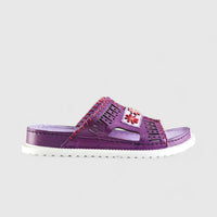 Karyoka Comfort Leather Push Ins 5703 Purple Multi Sandals | familyshoecentre