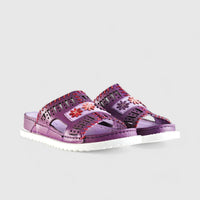Karyoka Comfort Leather Push Ins 5703 Purple Multi Sandals | familyshoecentre