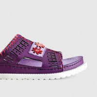 Karyoka Comfort Leather Push Ins 5703 Purple Multi Sandals | familyshoecentre
