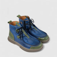 Karyoka Ladies Leather Comfort Ankle Boot 7024 Navy/Green KB38