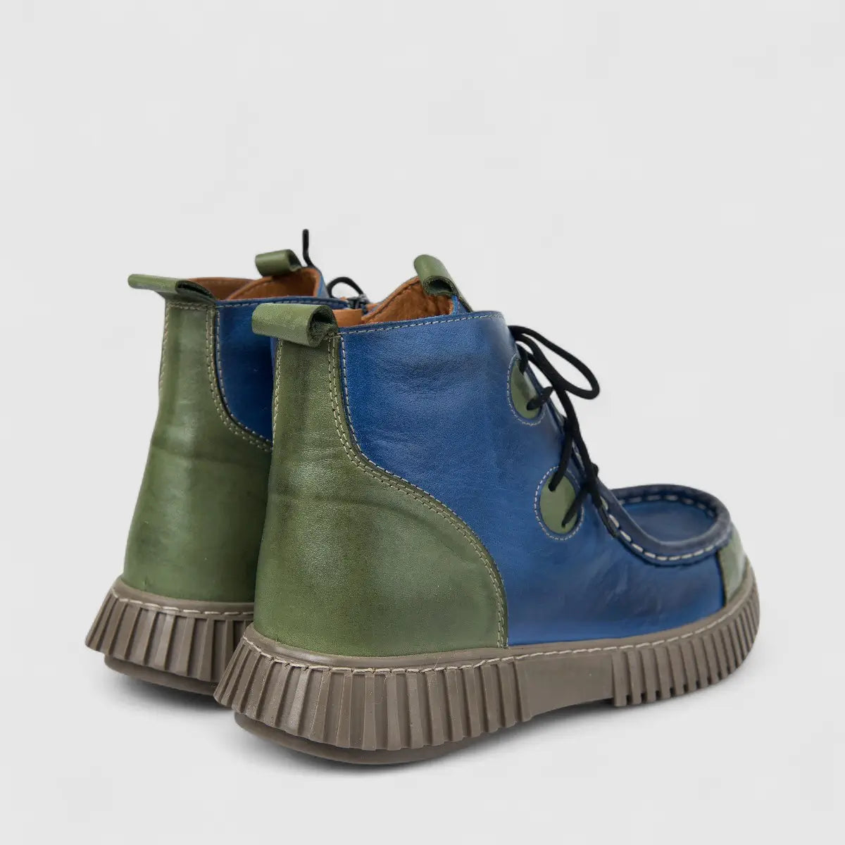 Karyoka Ladies Leather Comfort Ankle Boot 7024 Navy/Green KB38