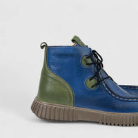 Karyoka Ladies Leather Comfort Ankle Boot 7024 Navy/Green KB38