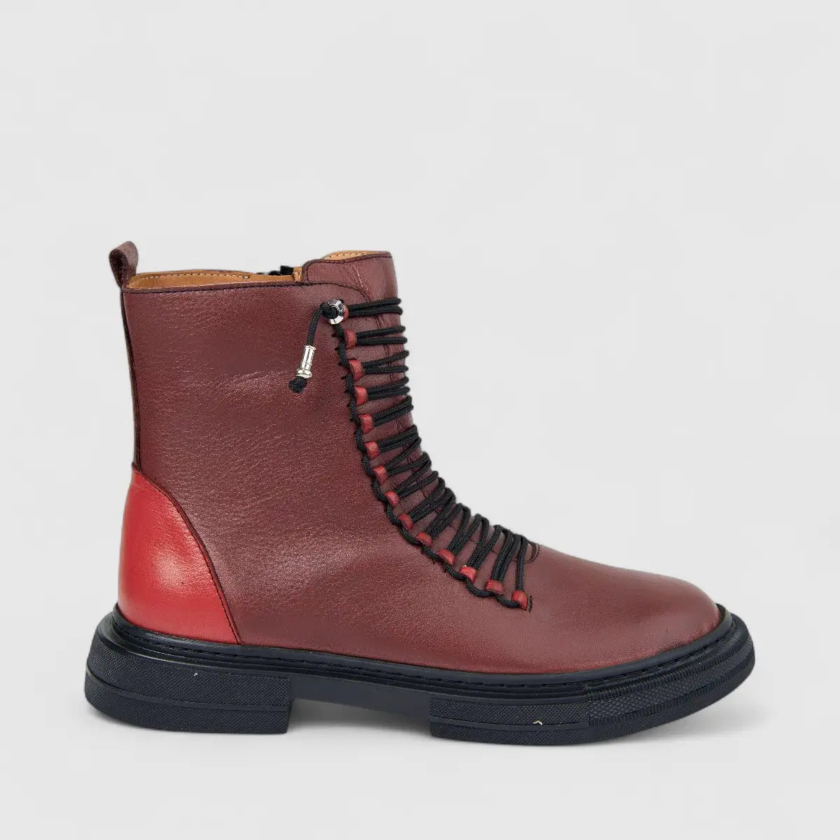 Karyoka Ladies Leather Comfort Ankle Boot 3393 Burgundy KB33