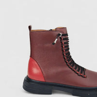 Karyoka Ladies Leather Comfort Ankle Boot 3393 Burgundy KB33