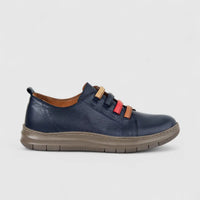Karyoka Ladies Leather Comfort Casual Shoe 7161 Navy KS90