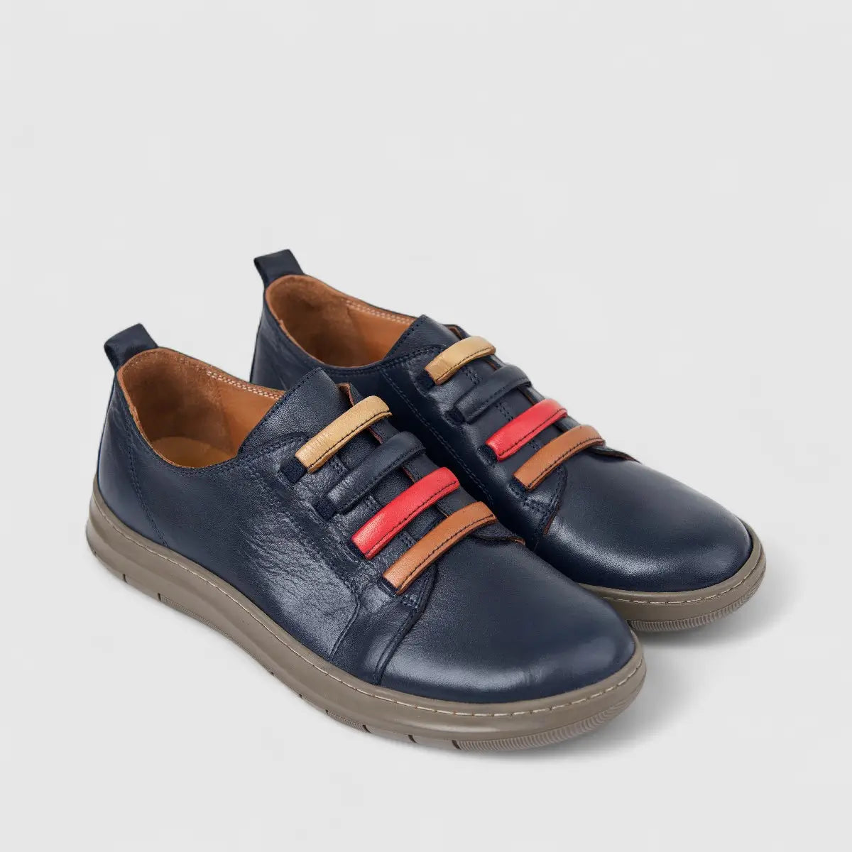 Karyoka Ladies Leather Comfort Casual Shoe 7161 Navy KS90