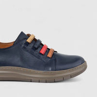 Karyoka Ladies Leather Comfort Casual Shoe 7161 Navy KS90