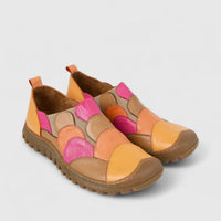 Karyoka Ladies Leather Comfort Clog 7206 Orange Multi KS89