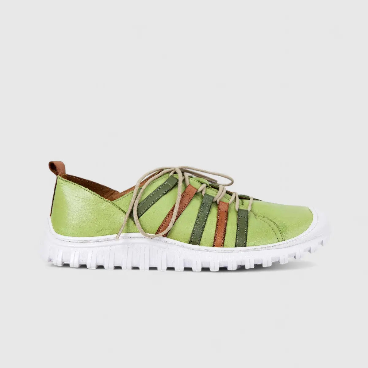 Karyoka Ladies Leather Comfort Lace Up 7201 Lime Green KS88