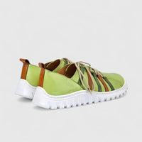 Karyoka Ladies Leather Comfort Lace Up 7201 Lime Green KS88