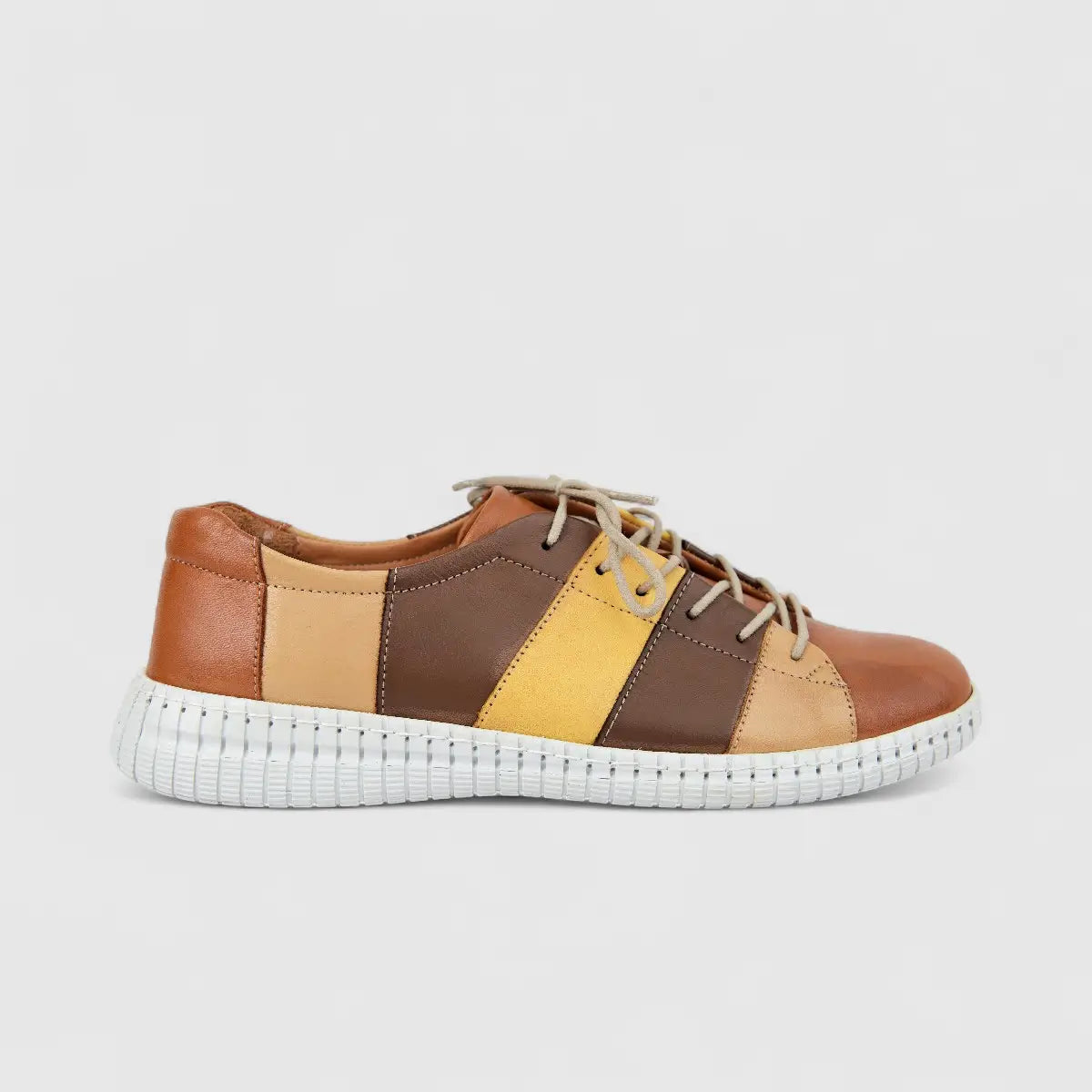 Karyoka Ladies Leather Lace Up 2865 Brown Multi KS96
