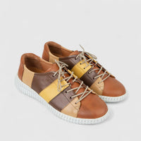 Karyoka Ladies Leather Lace Up 2865 Brown Multi KS96