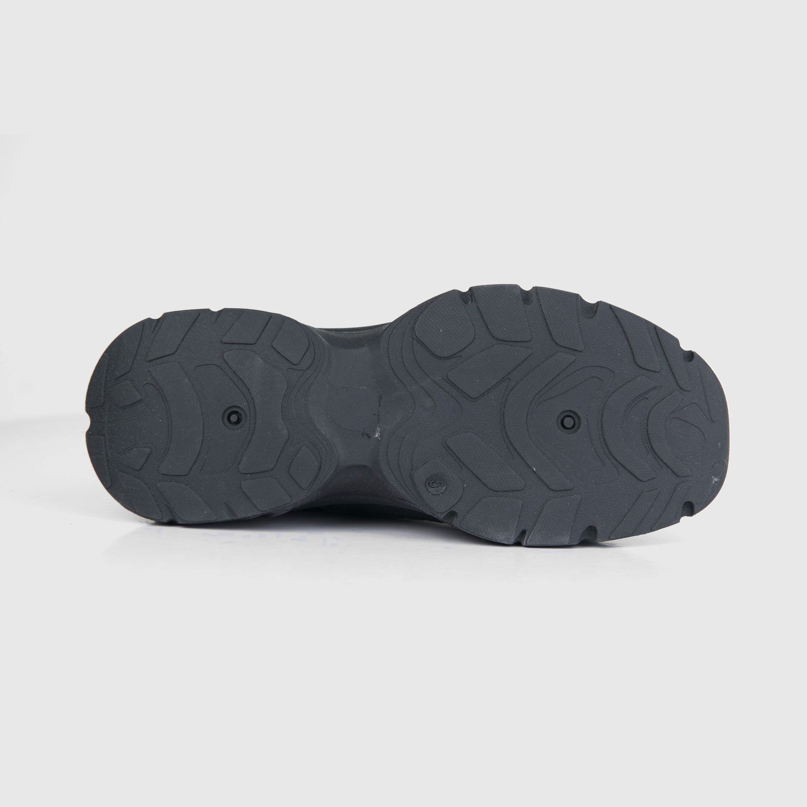 Klevas Ladies Sneaker K7726L Velvet Black Mono KL19, bottom view showing black rubber outsole tread pattern.