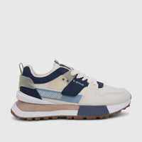 Klevas Men's Casual Sneaker Ice K7623M in beige and blue, featuring a side profile view on a white background.