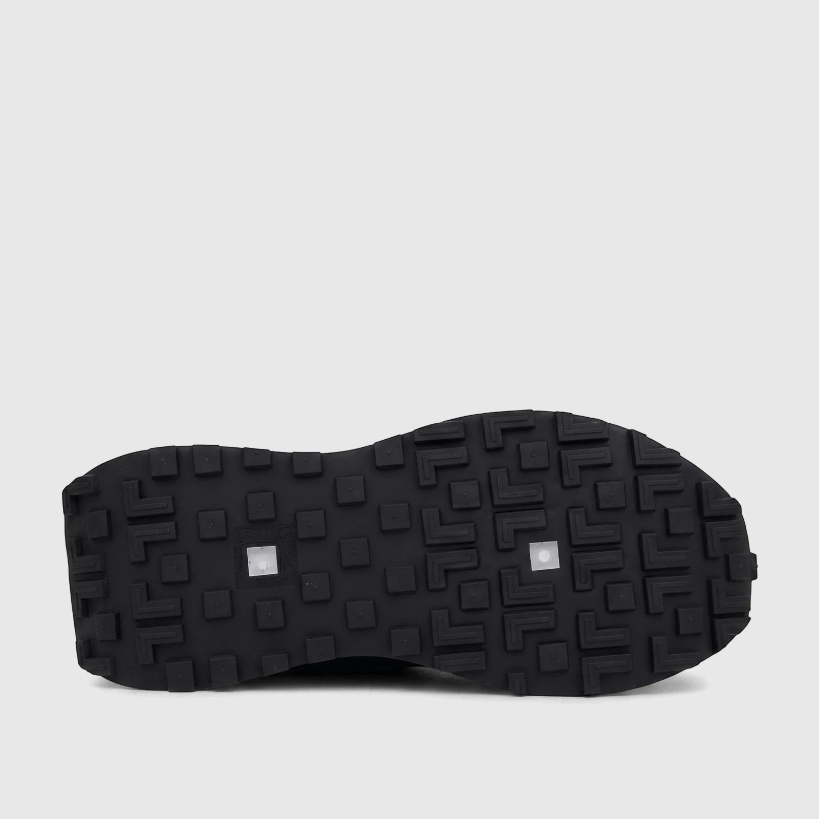 Black Klevas Men's Casual Sneaker Ice K7622M sole, displaying its distinct waffle-like rubber tread pattern from below.