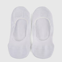 Pair of white Ladies Bamboo Invisible Socks, UK size 2 to 6, displayed flat-lay from a top-down view.