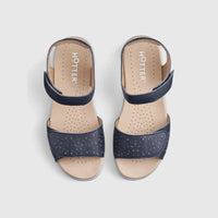 Leah Comfort Leather Sandal Denim Sandals | familyshoecentre