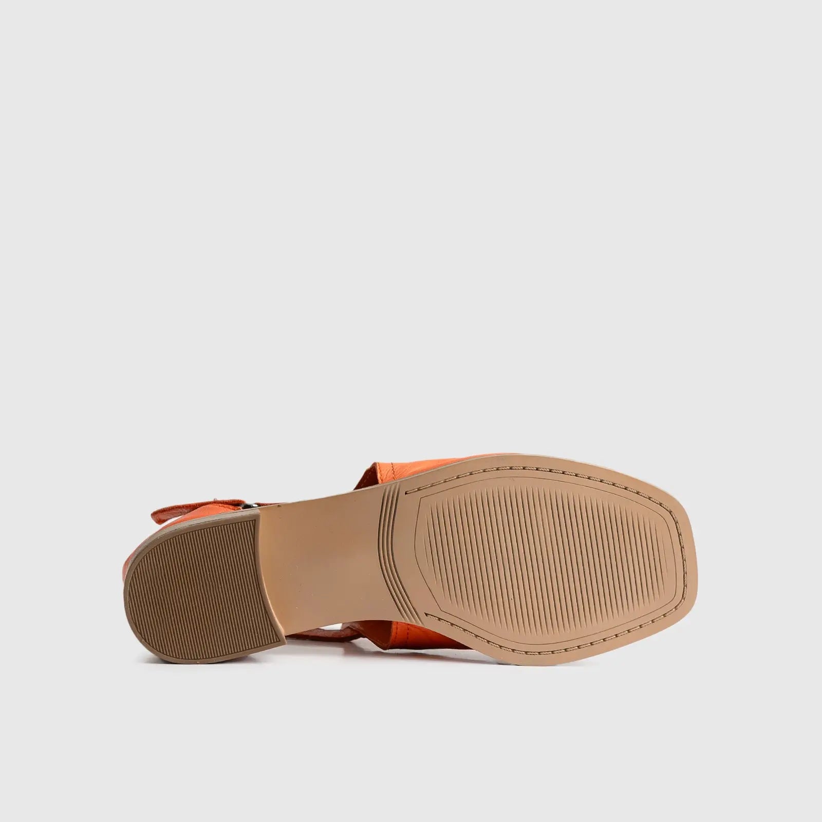 Leather Comfort Block Heel Sandal Orange 8821 Sandals | familyshoecentre