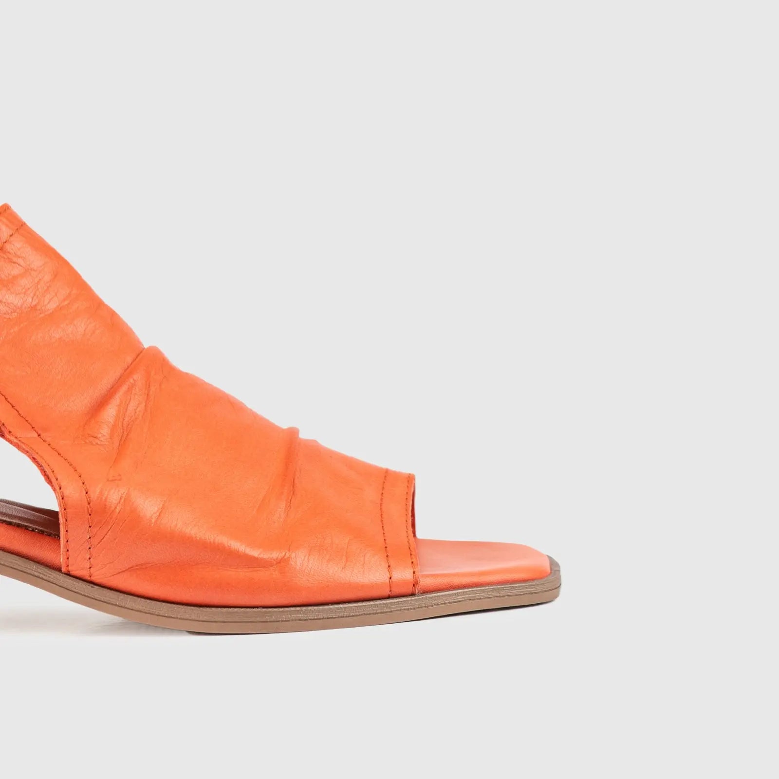 Leather Comfort Block Heel Sandal Orange 8821 Sandals | familyshoecentre