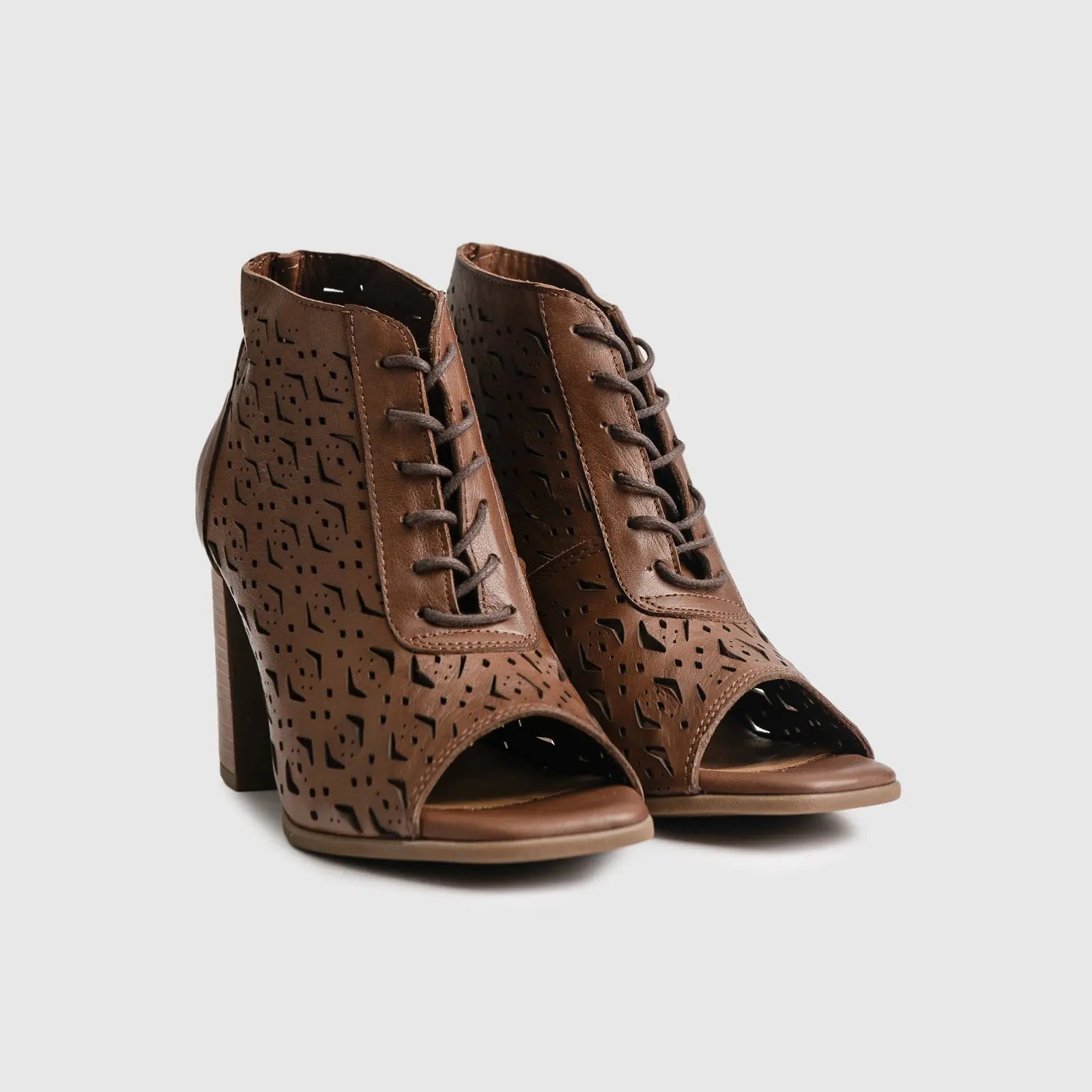 Leather Comfort High Heel Sandal Brown 8336 Sandals | familyshoecentre