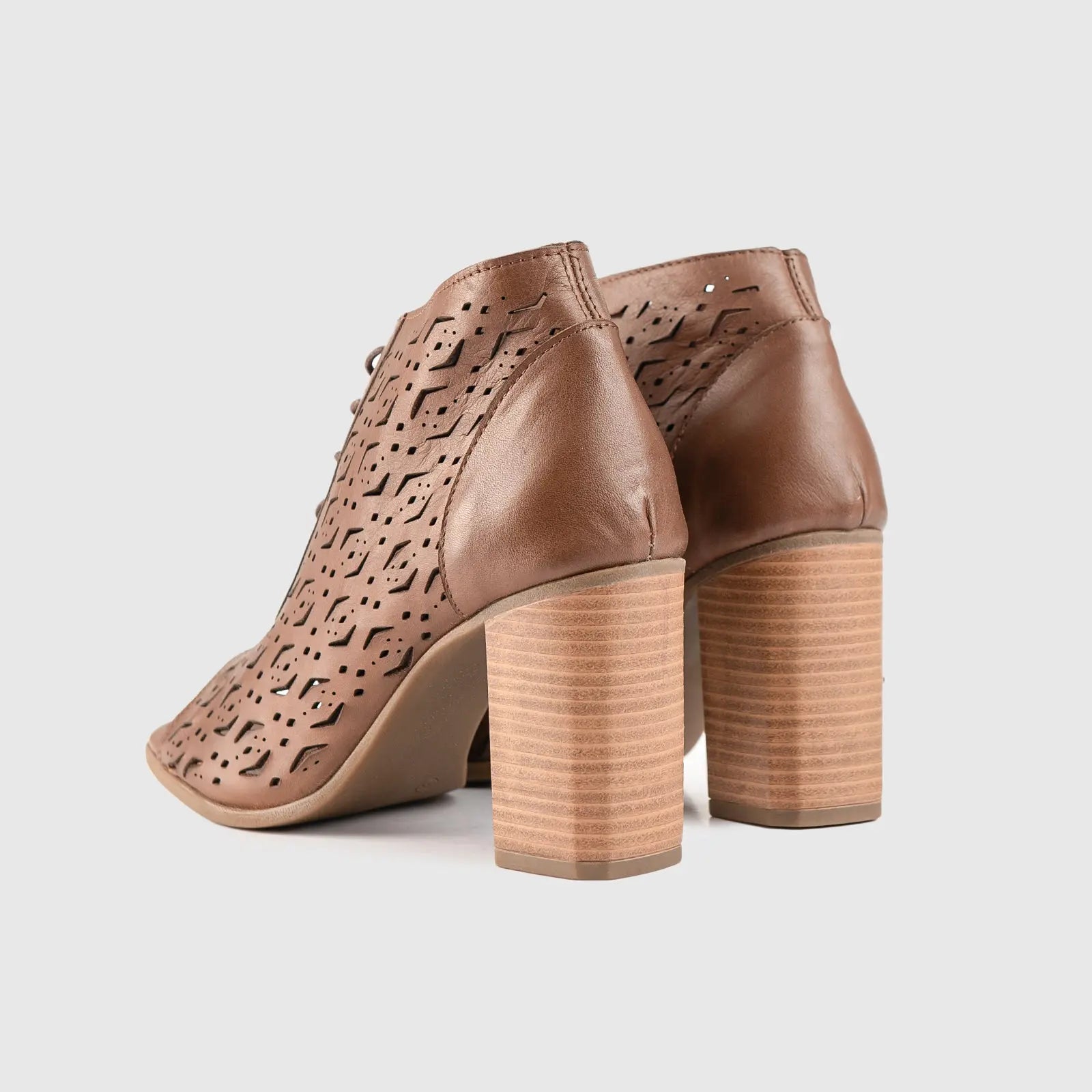 Leather Comfort High Heel Sandal Brown 8336 Sandals | familyshoecentre
