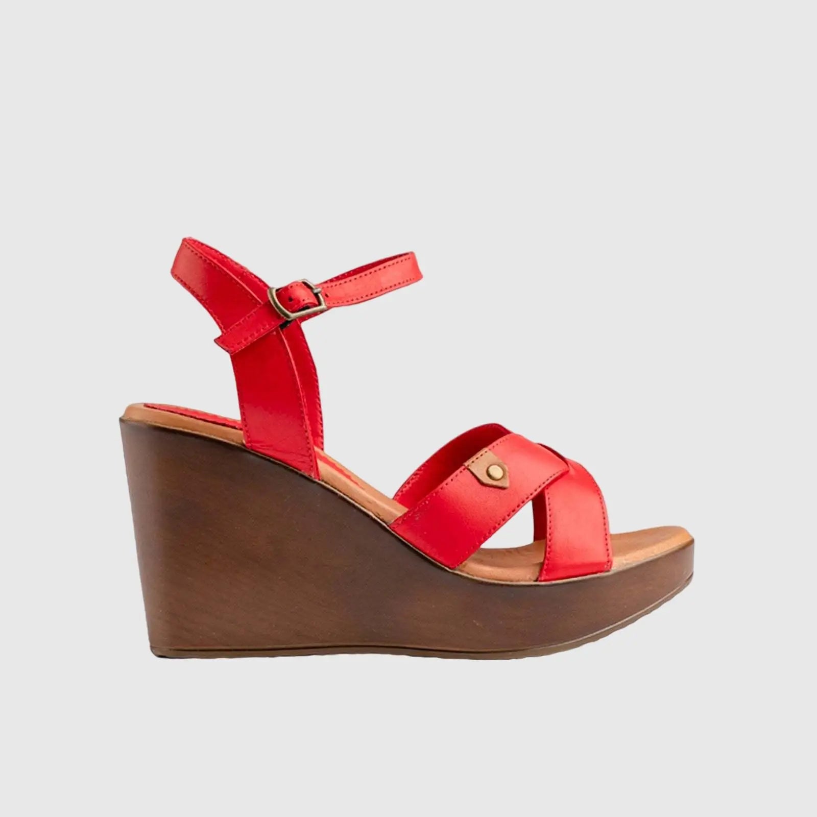 Leather Comfort Wedges Red 11263 Sandals | familyshoecentre