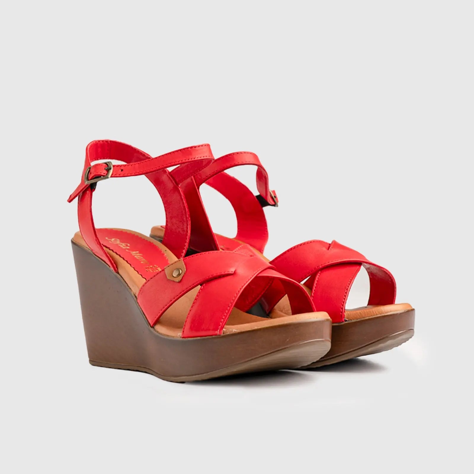 Leather Comfort Wedges Red 11263 Sandals | familyshoecentre