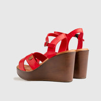 Leather Comfort Wedges Red 11263 Sandals | familyshoecentre
